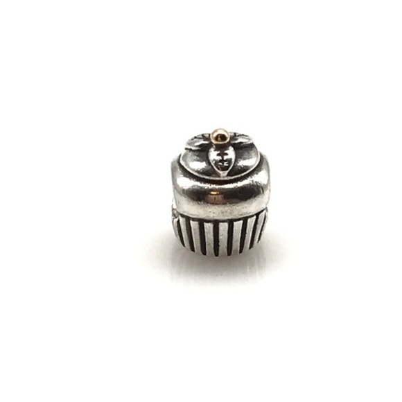 Pandora Retired 925 14K Gold Two Tone Cupcake Dessert Food Themed Bead Charm - Picture 2 of 8
